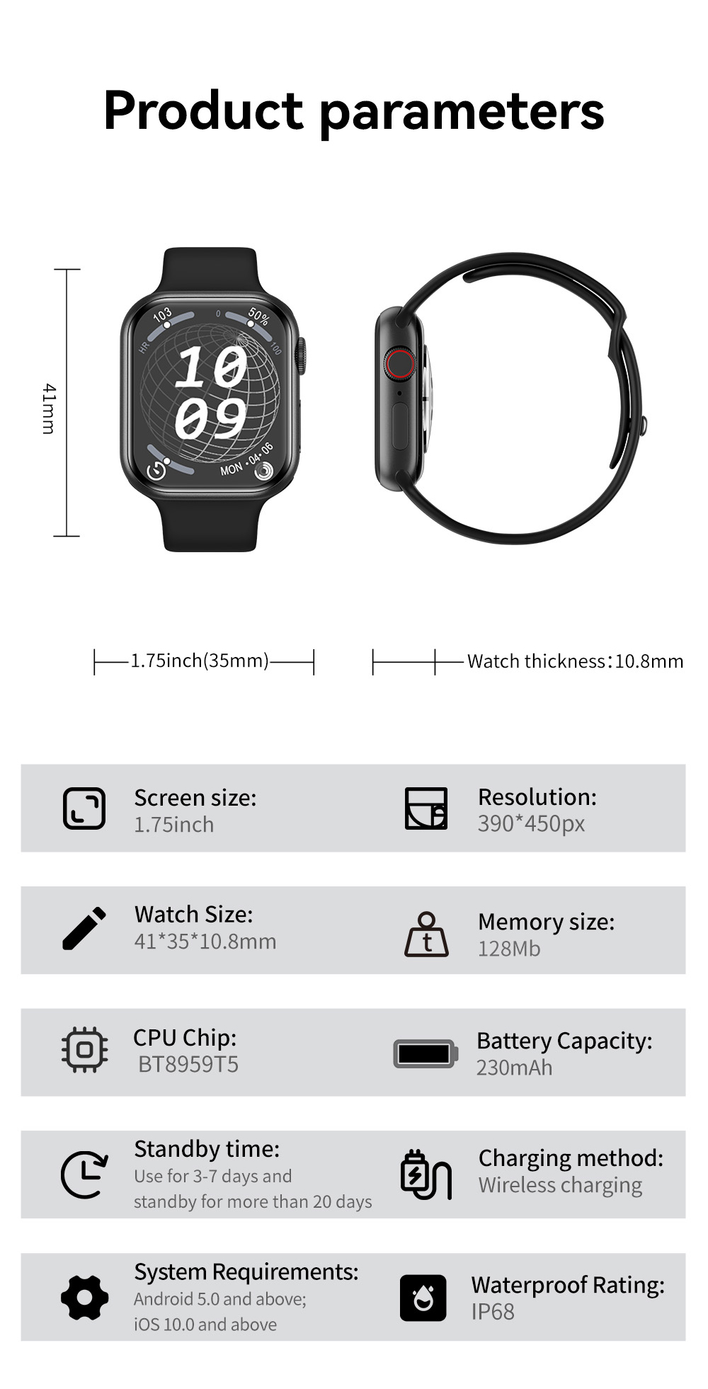 Huadai HD9 Mini Smart Watch